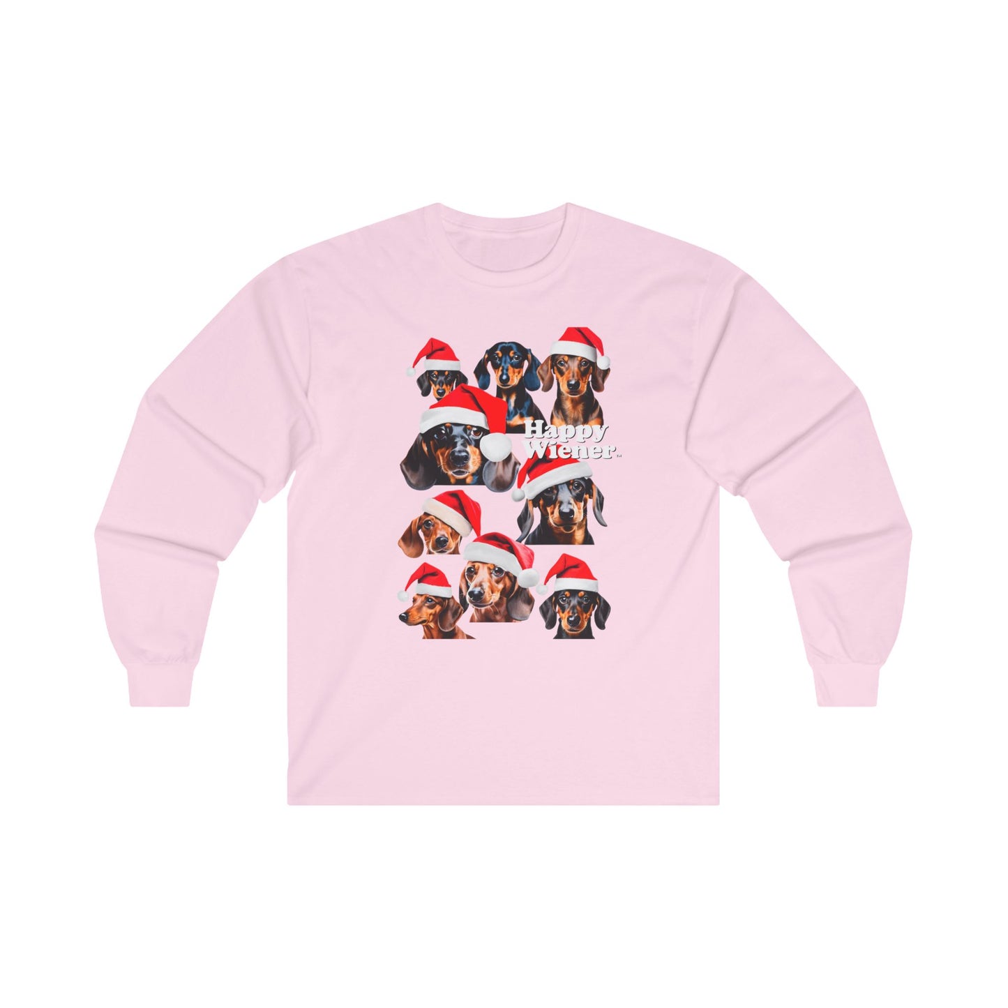 Long Sleeve TEE Holiday Sweater with SANTA Dachshunds – Wiener Dog Christmas Shirt