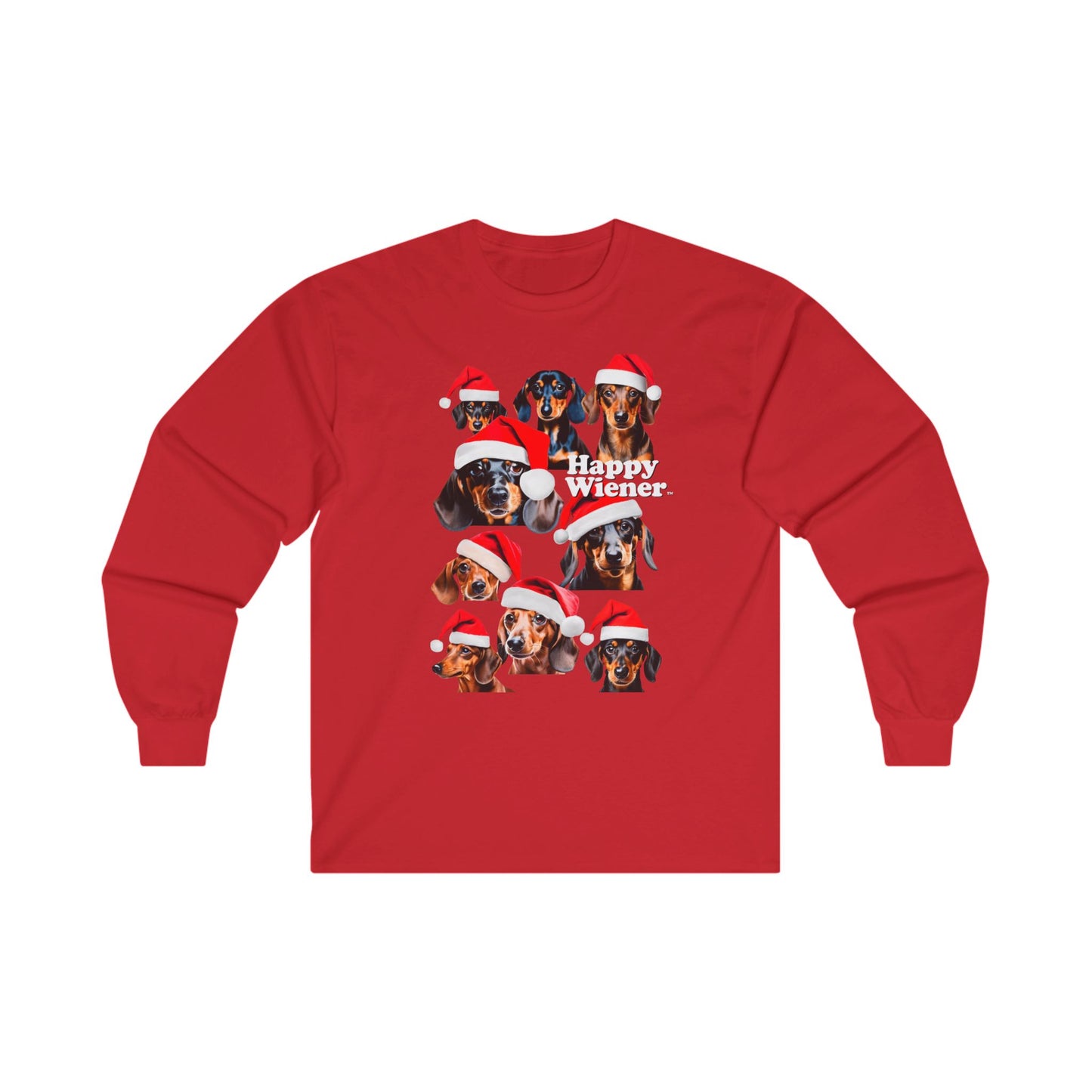 Long Sleeve TEE Holiday Sweater with SANTA Dachshunds – Wiener Dog Christmas Shirt