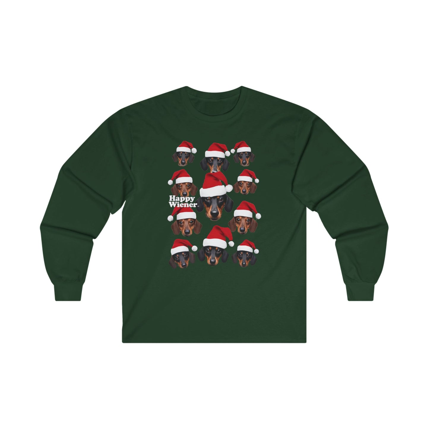 Long Sleeve TEE Holiday Sweater with Dachshunds – Wiener Dog Christmas Shirt