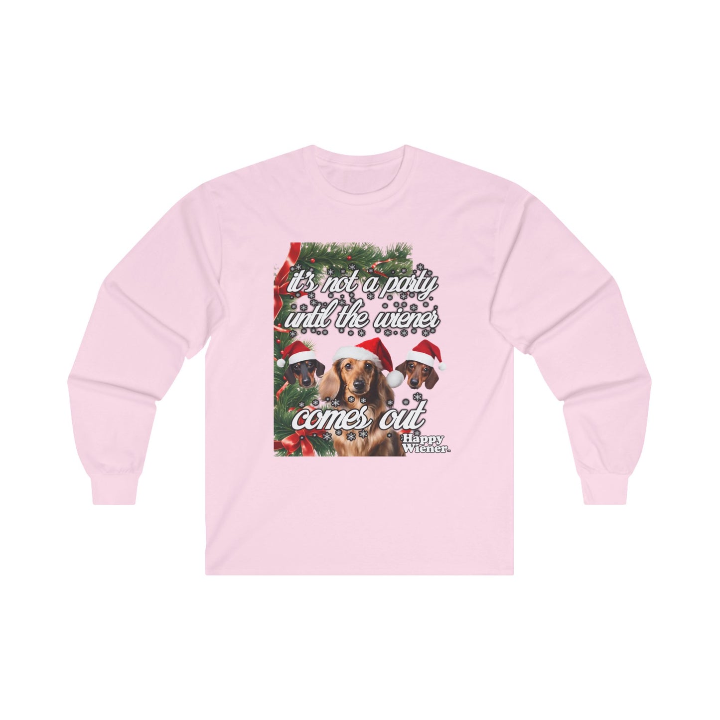Long Sleeve TEE Holiday Sweater Party with Dachshunds – Wiener Dog Christmas Shirt