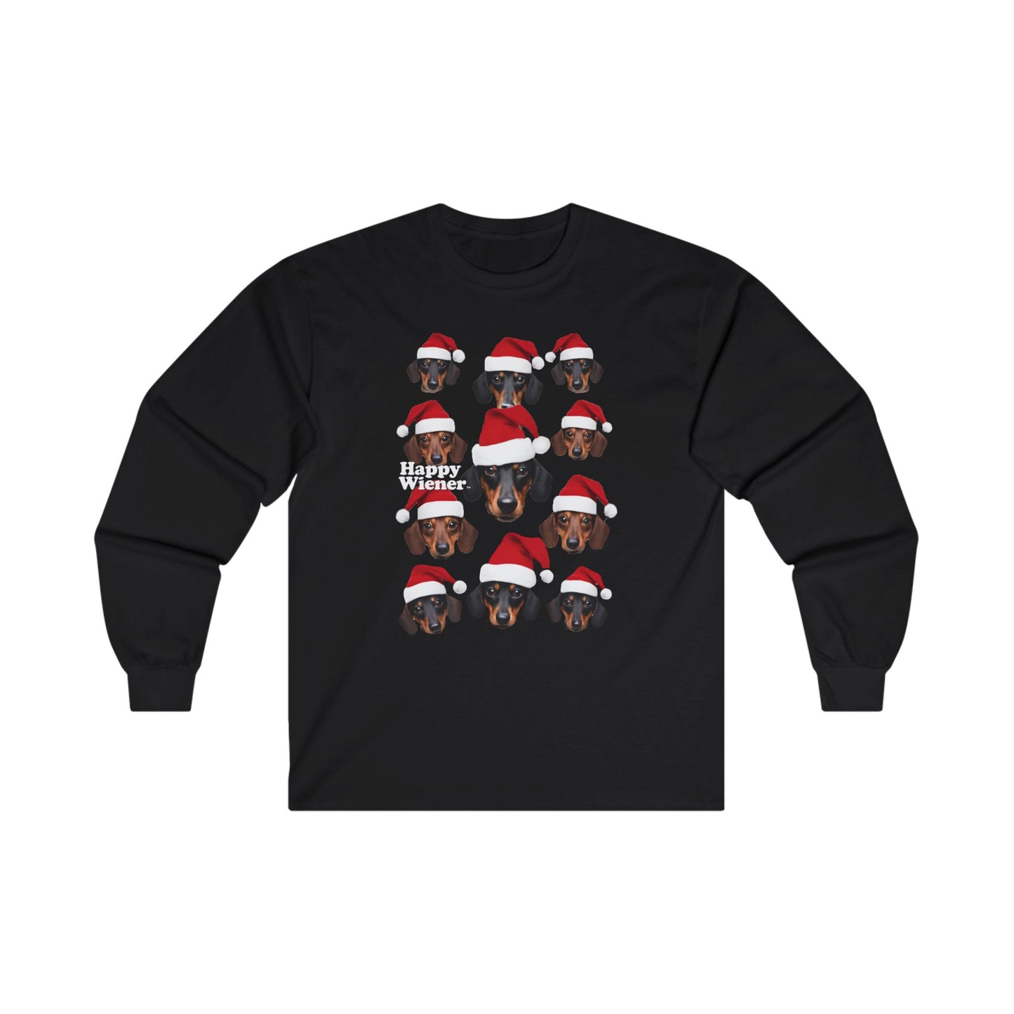 Long Sleeve TEE Holiday Sweater with Dachshunds – Wiener Dog Christmas Shirt