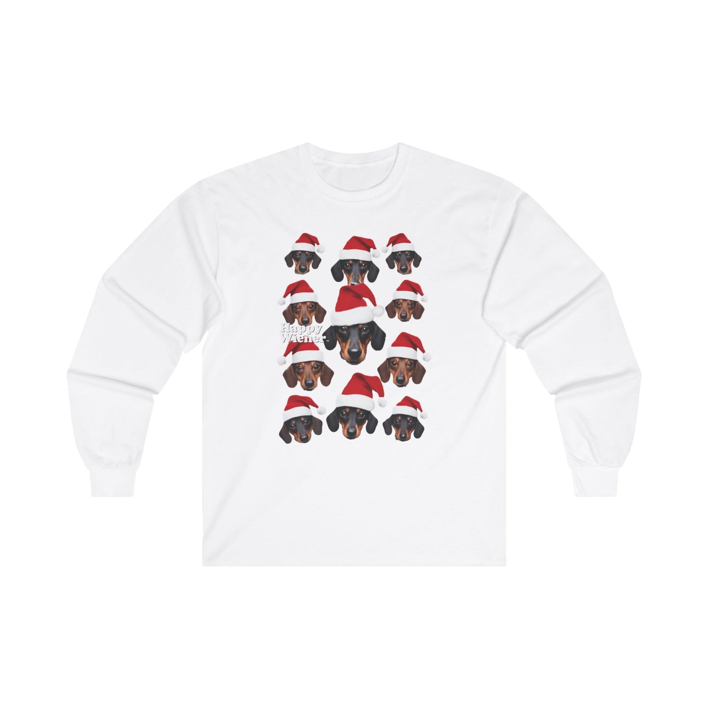 Long Sleeve TEE Holiday Sweater with Dachshunds – Wiener Dog Christmas Shirt