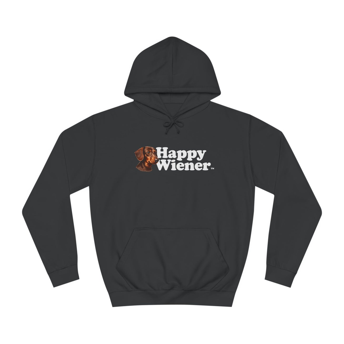 Happy Wiener™ Black Hoodie Brown Little Ween