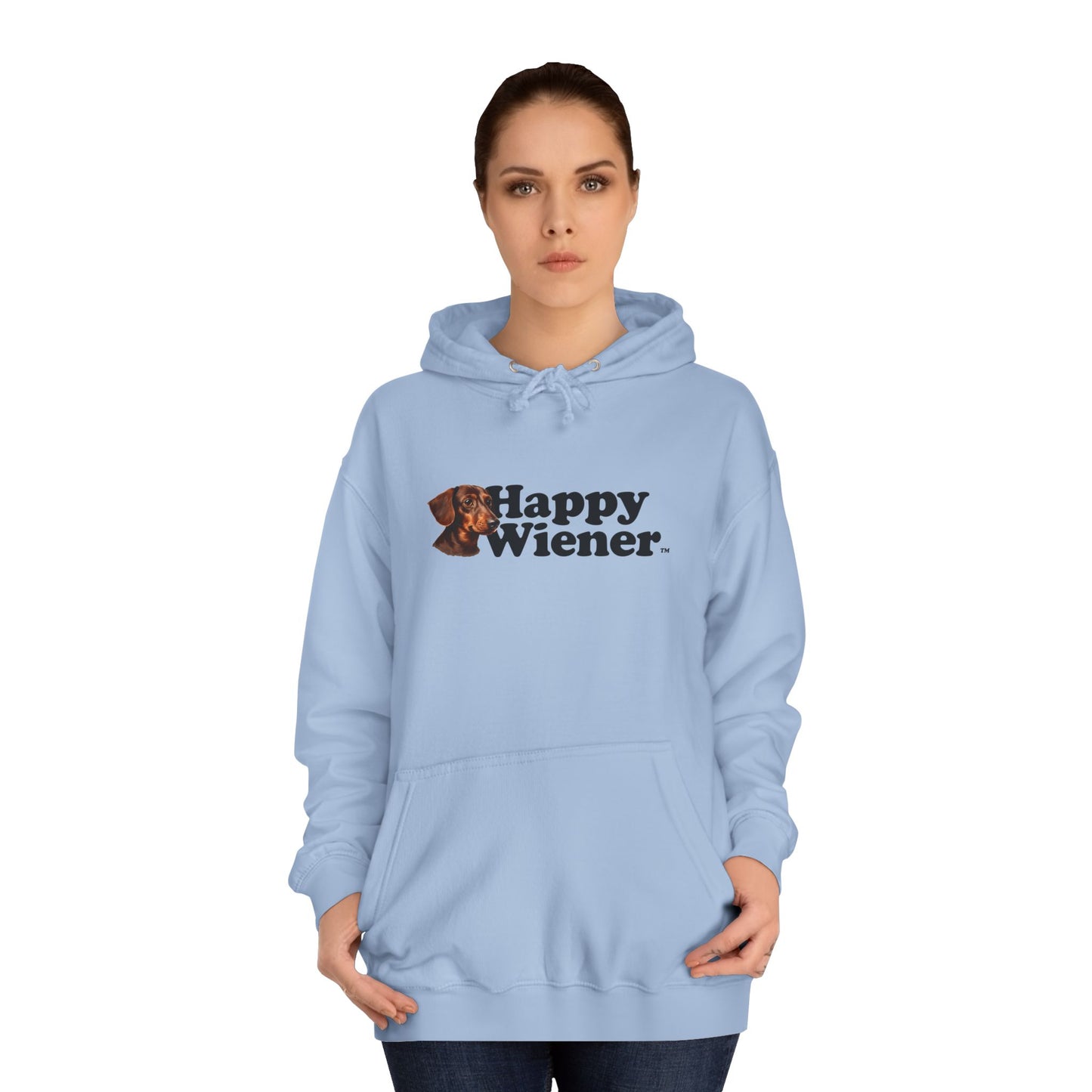 Happy Wiener™ Grey Hoodie Brown Ween