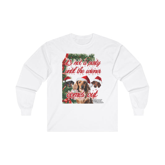Long Sleeve TEE Holiday PARTY Sweater with Dachshunds – Wiener Dog Christmas Shirt