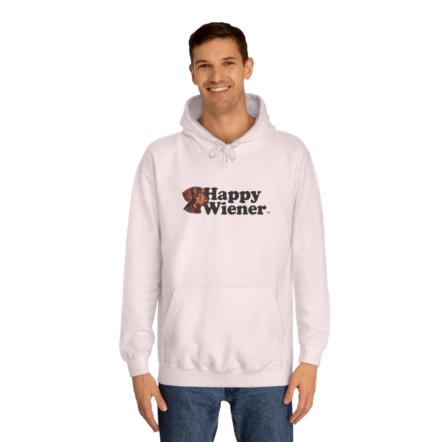 Happy Wiener™ Grey Hoodie Brown Ween