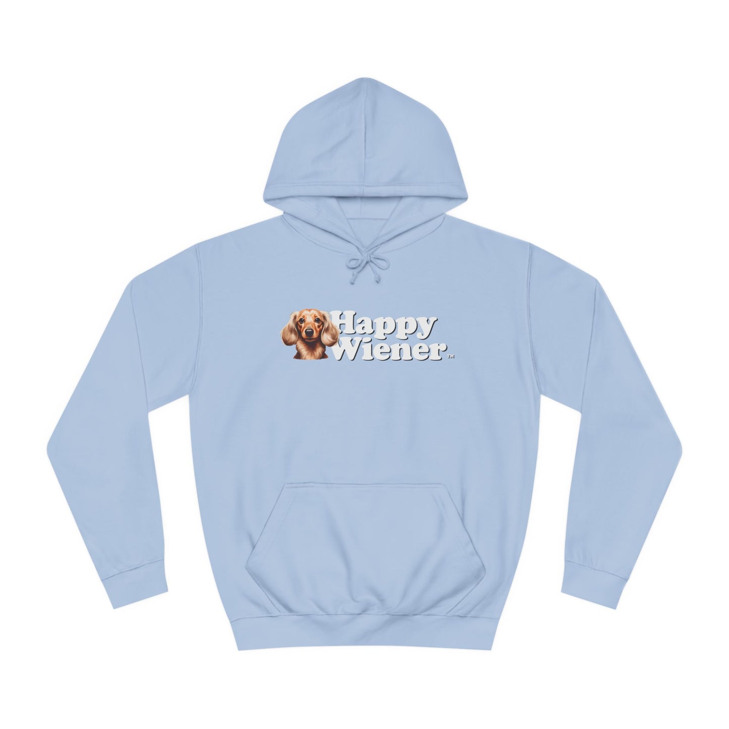 Happy Wiener™ Baby Blue Hoodie (Blonde/White Text)