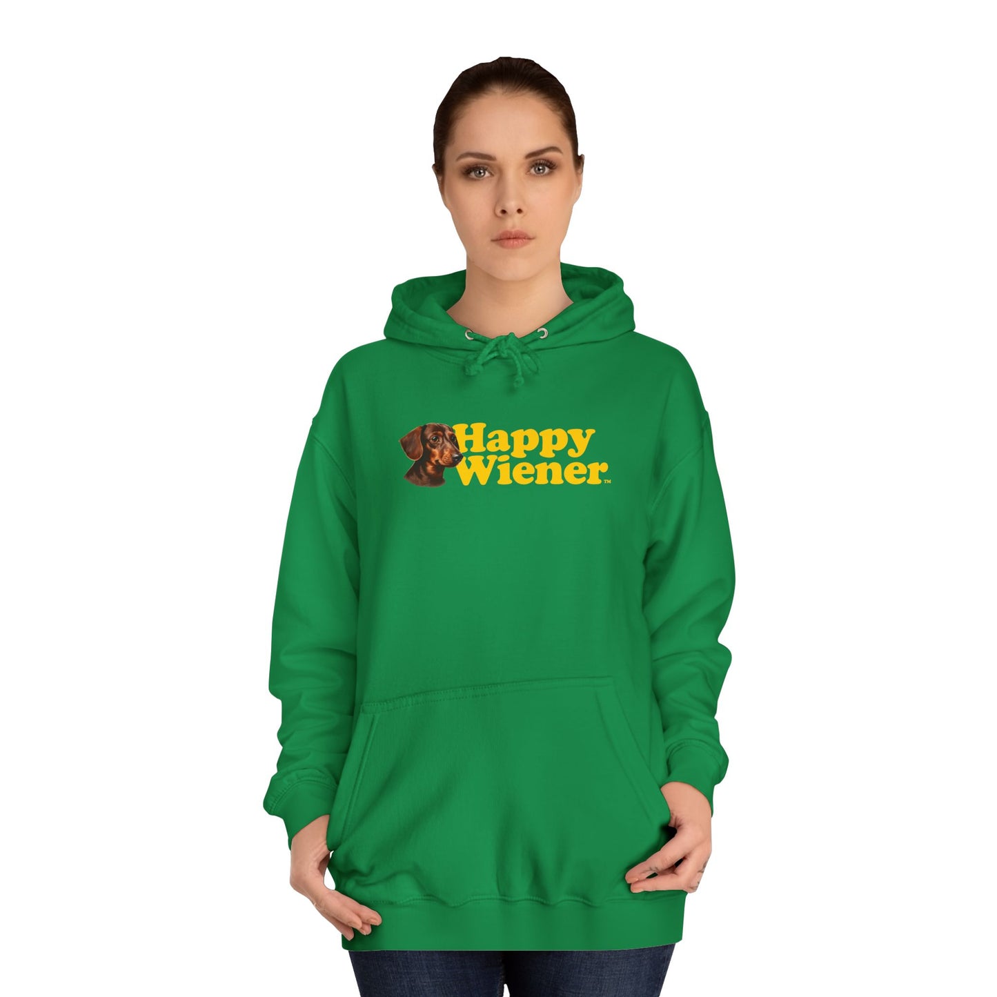 Happy Wiener™ Green Hoodie Brown Ween