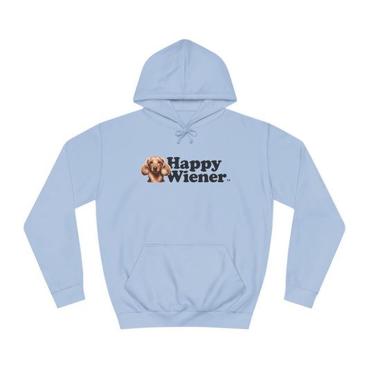 Happy Wiener™ Light Blue Hoodie Blonde Ween + Black text