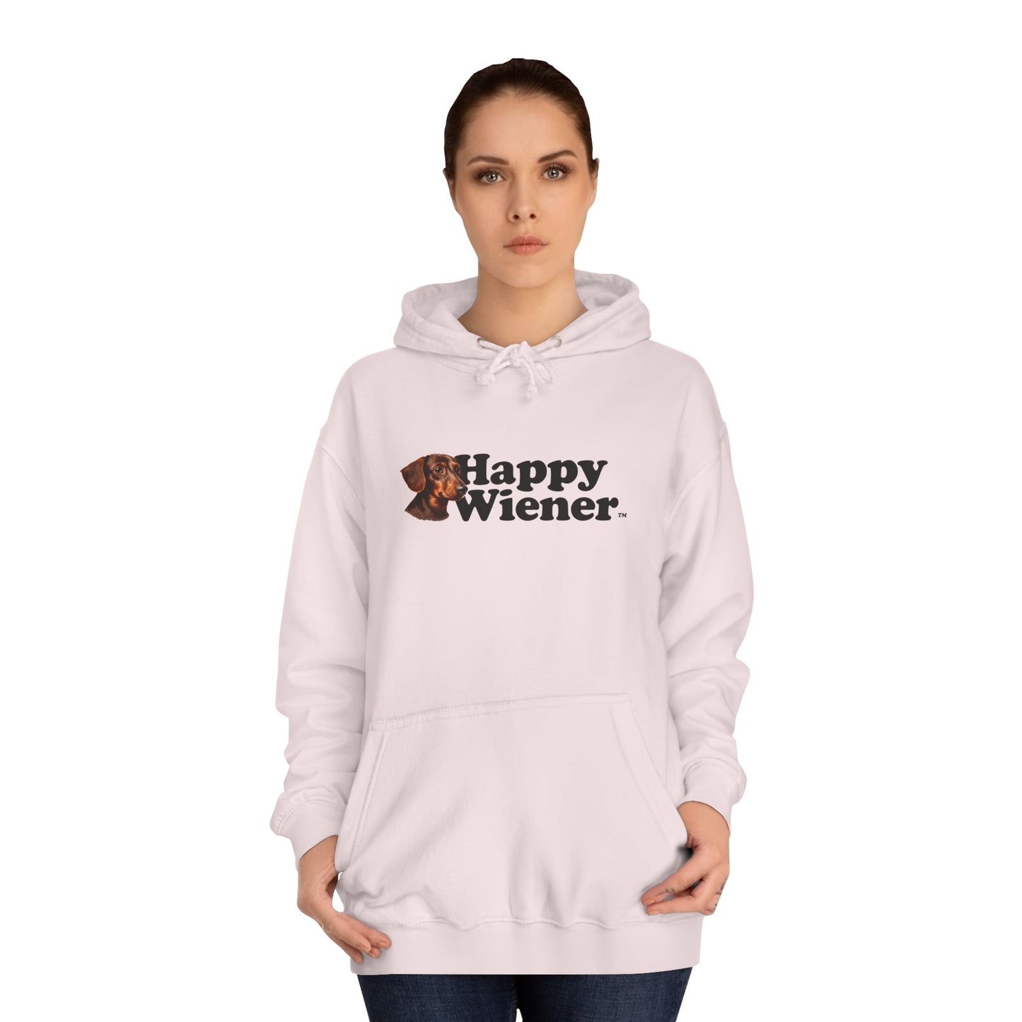 Happy Wiener™ Grey Hoodie Brown Ween