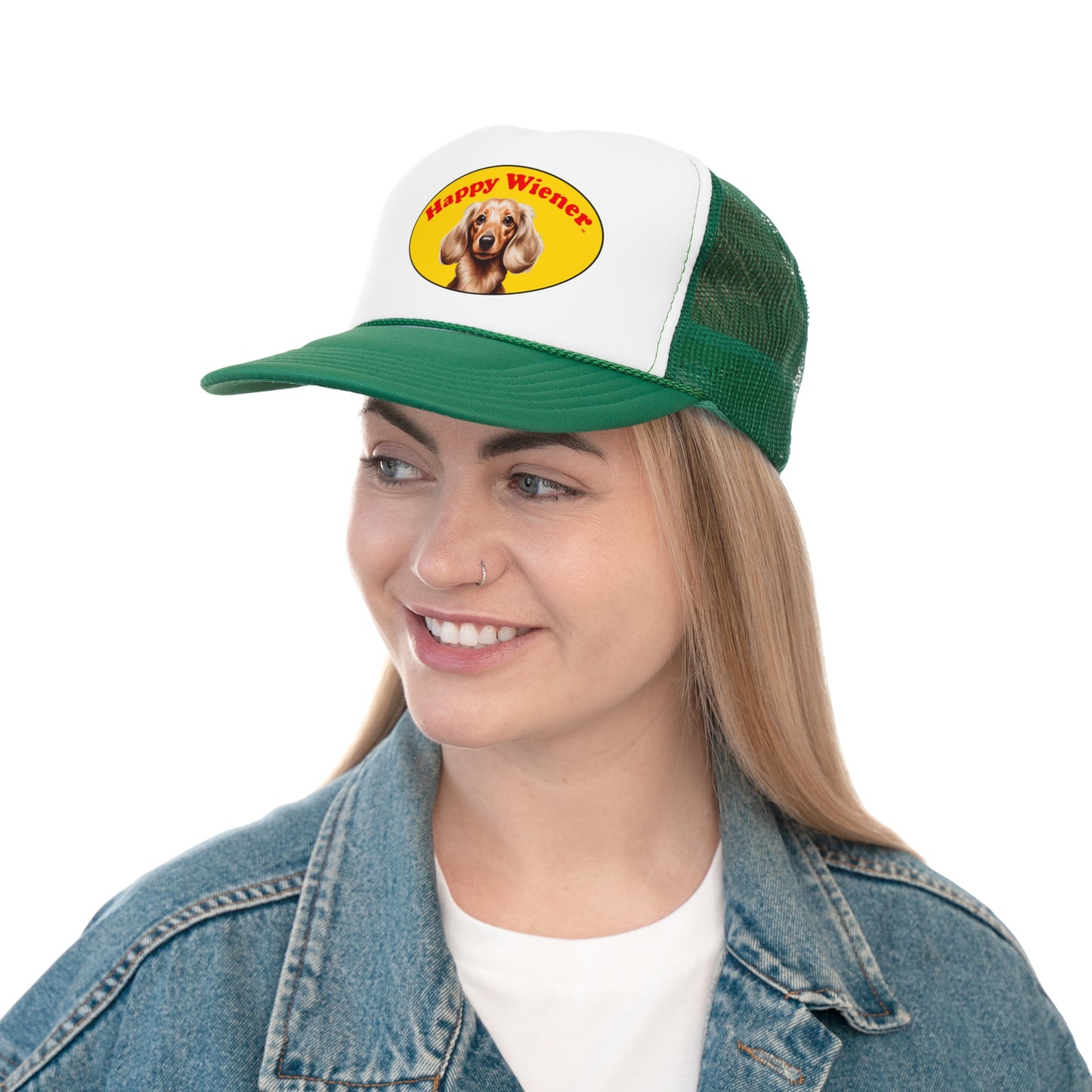 Happy Wiener™ Blonde Wiener Dog Official Classic Trucker Hat - Dark Green