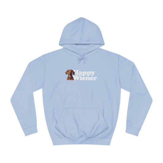 Happy Wiener™ Light Blue Hoodie Brown Ween White Text