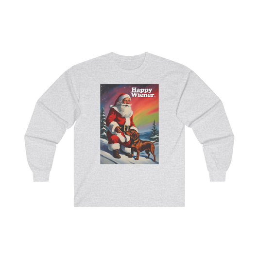 Happy Wiener Christmas Sweater Long Sleeve Tee Santa