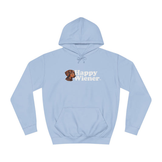 Happy Wiener™ Light Blue Hoodie Brown Little Ween White Text