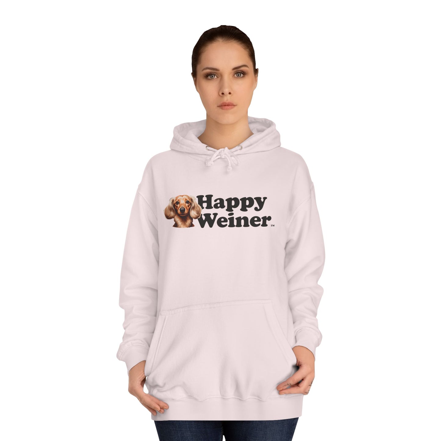 Happy Wiener™ Baby Blue Hoodie (Blonde/White Text)