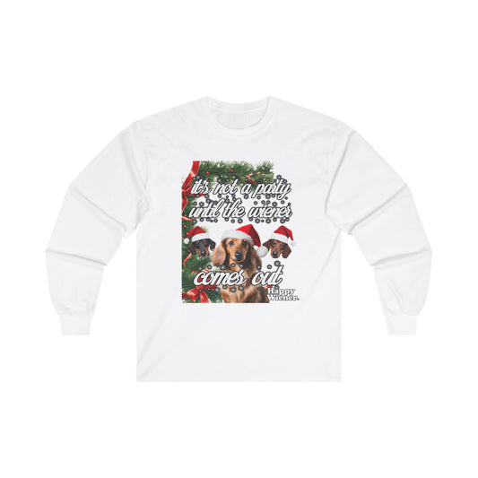 Long Sleeve TEE Holiday Sweater Party with Dachshunds – Wiener Dog Christmas Shirt
