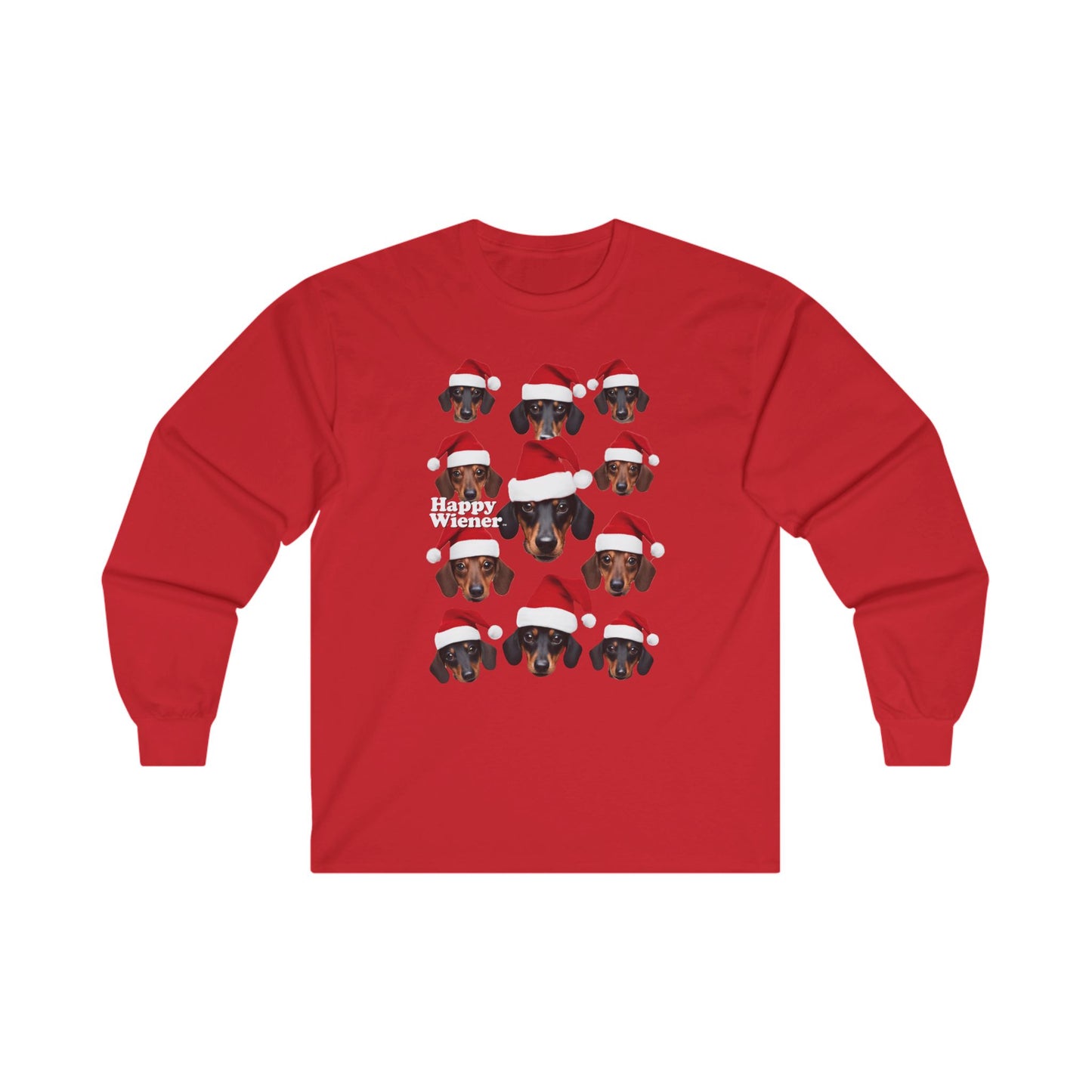 Long Sleeve TEE Holiday Sweater with Dachshunds – Wiener Dog Christmas Shirt