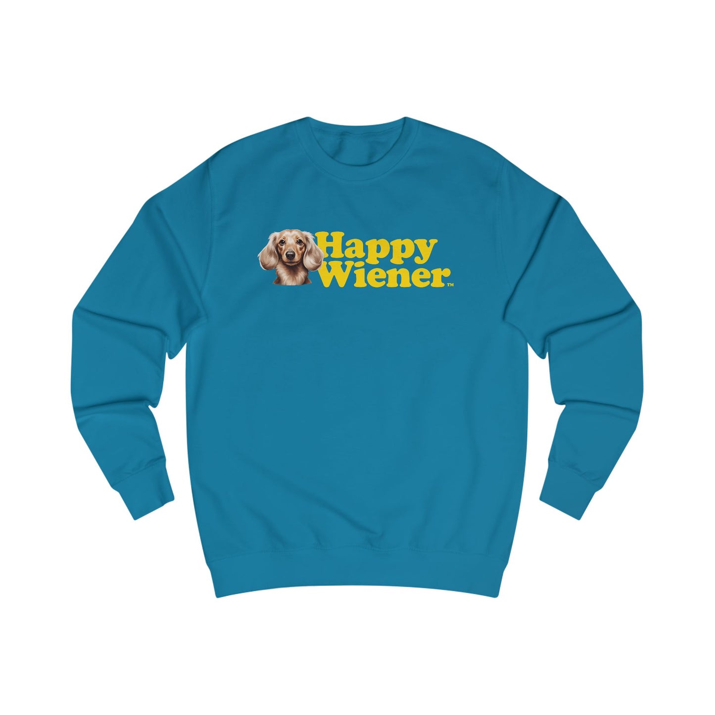 Happy Wiener™ Blonde Wiener Sweatshirt Yellow Text