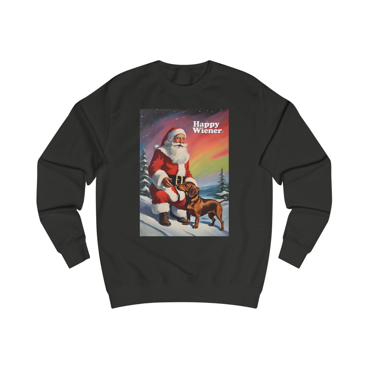 Happy Wiener™ CHRISTMAS SWEATER SANTA NORTHERN LIGHTS