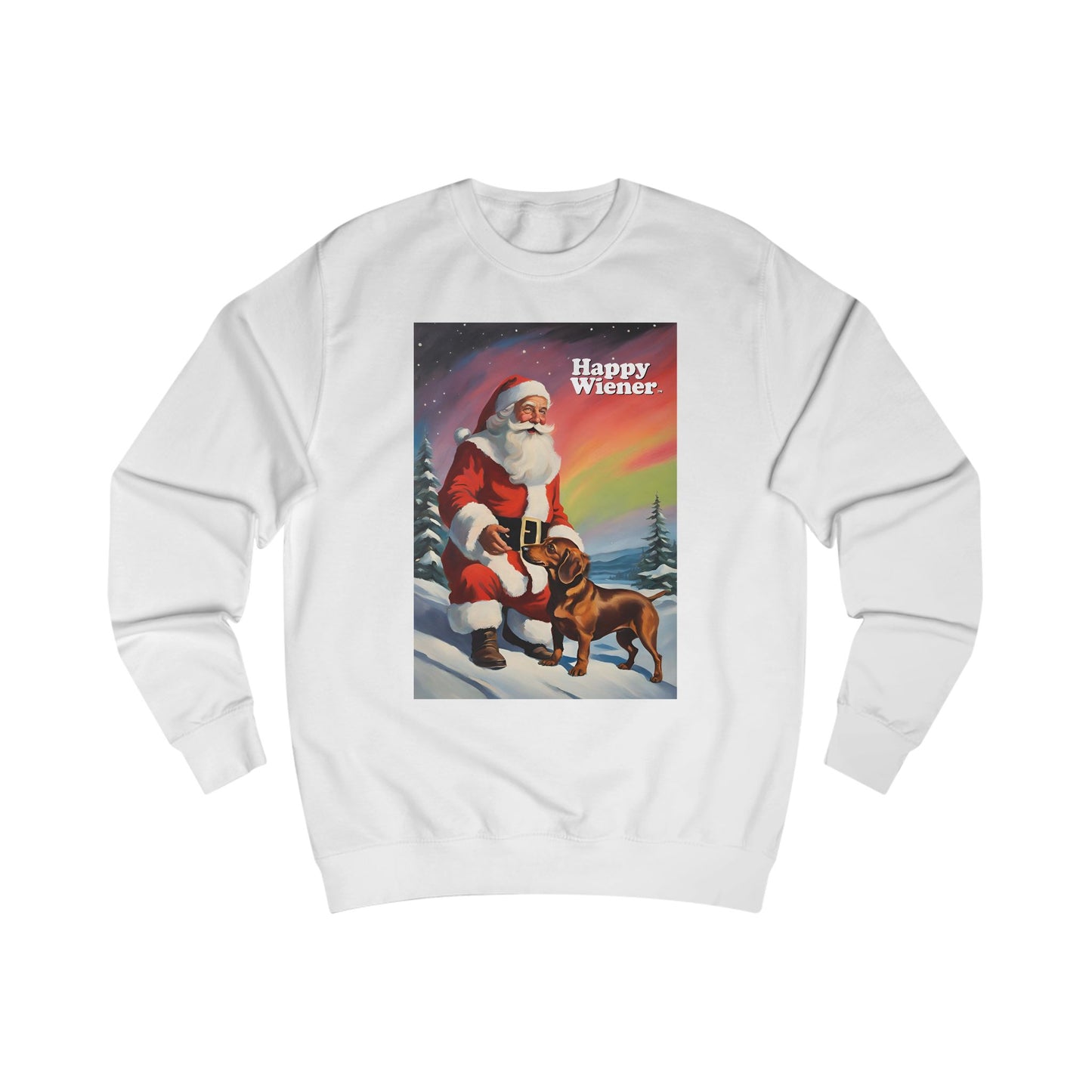 Happy Wiener™ CHRISTMAS SWEATER SANTA NORTHERN LIGHTS