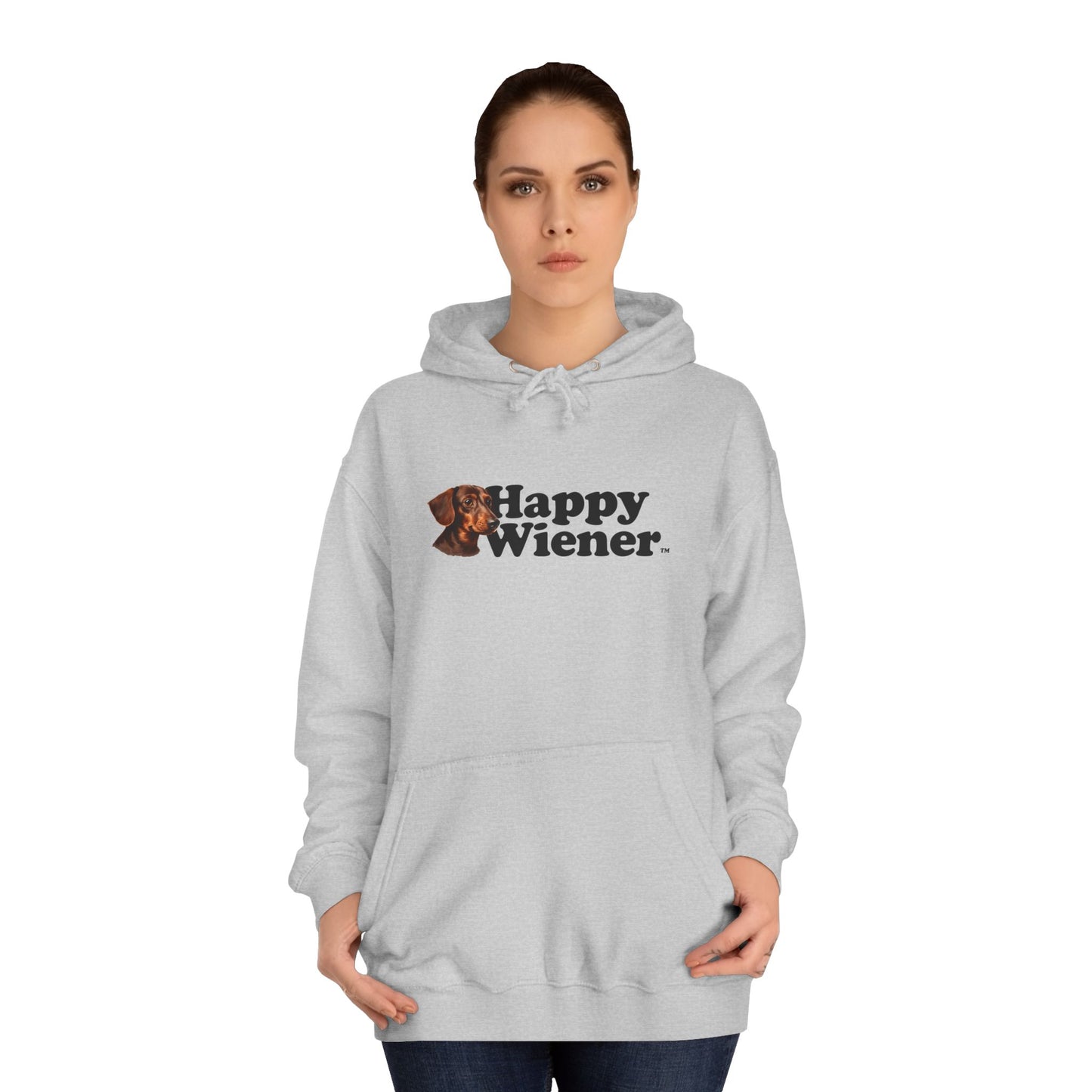 Happy Wiener™ Grey Hoodie Brown Ween