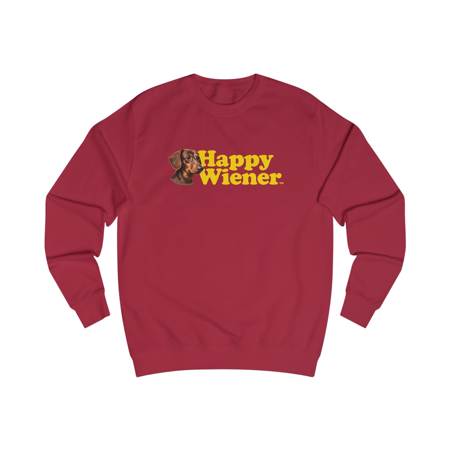 Happy Wiener™ Brown Wiener Sweatshirt Yellow Text