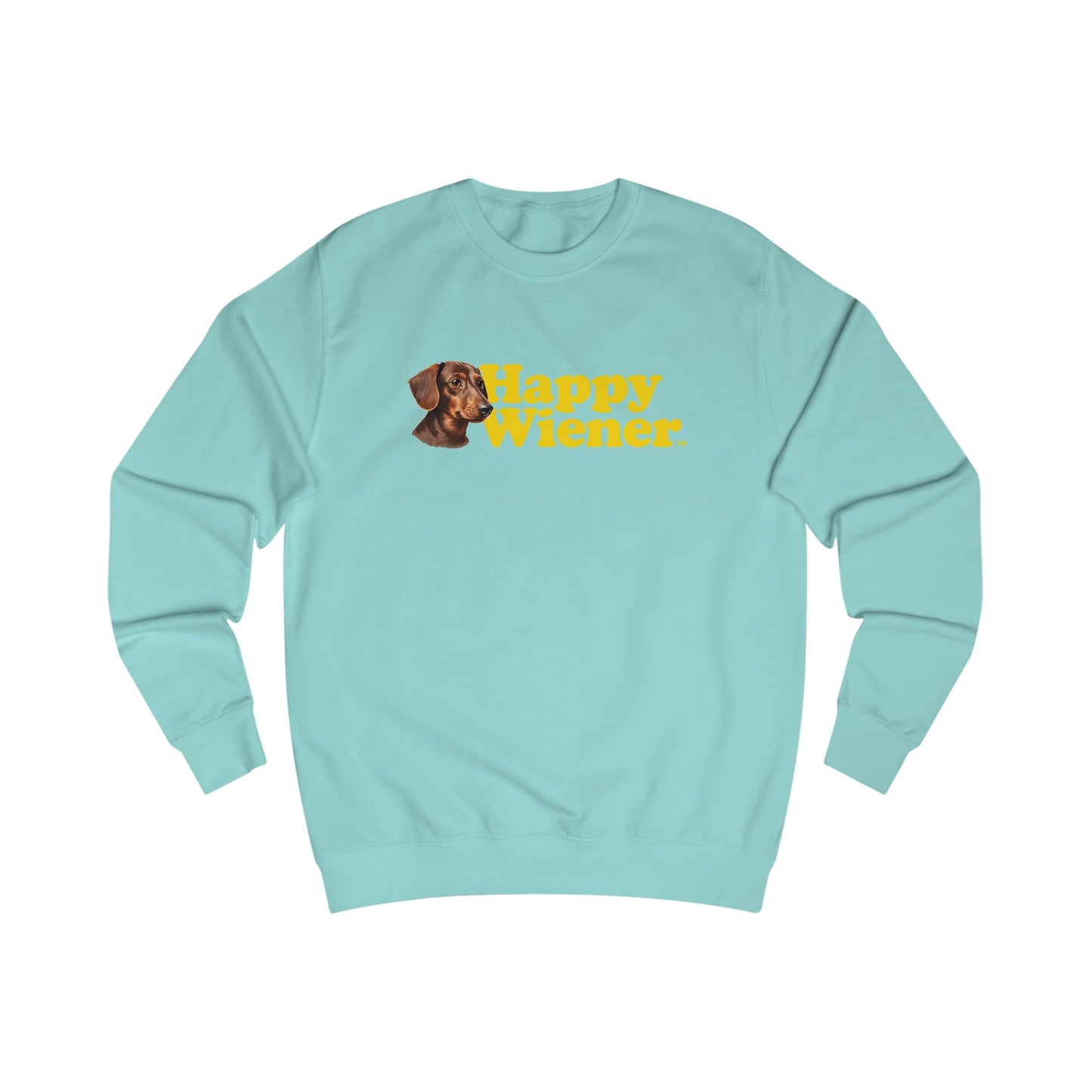 Happy Wiener™ Brown Wiener Sweatshirt Yellow Text