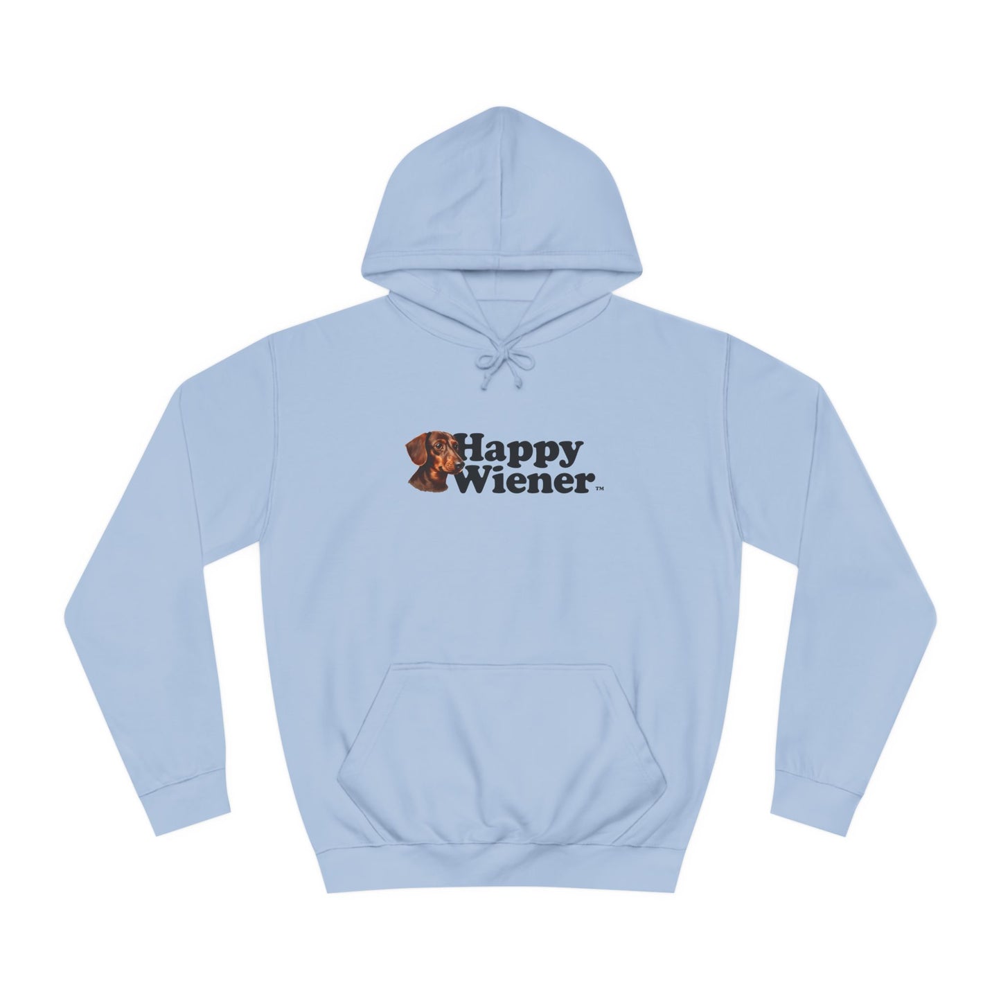 Happy Wiener™ Light Blue Hoodie Brown Little Ween