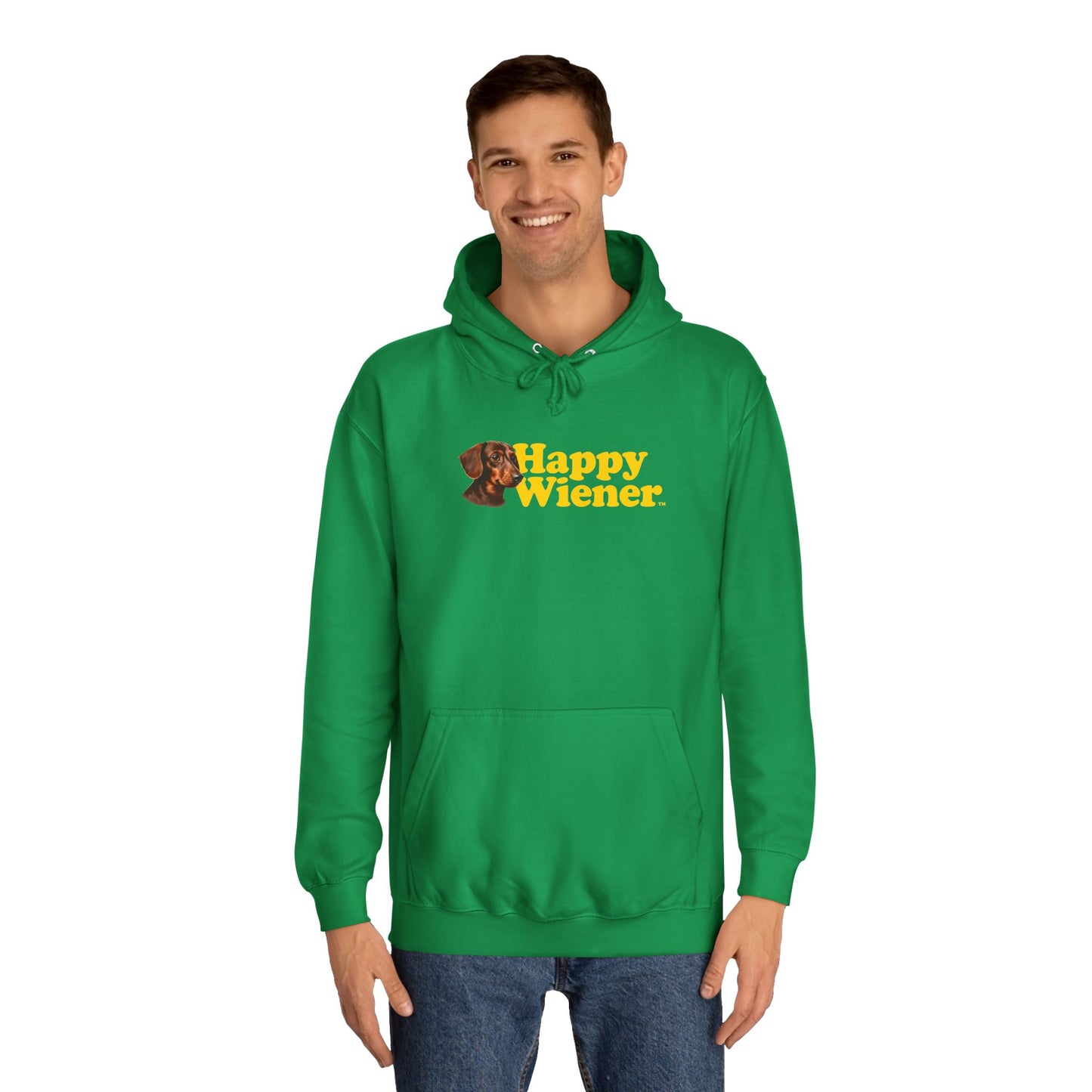 Happy Wiener™ Green Hoodie Brown Ween