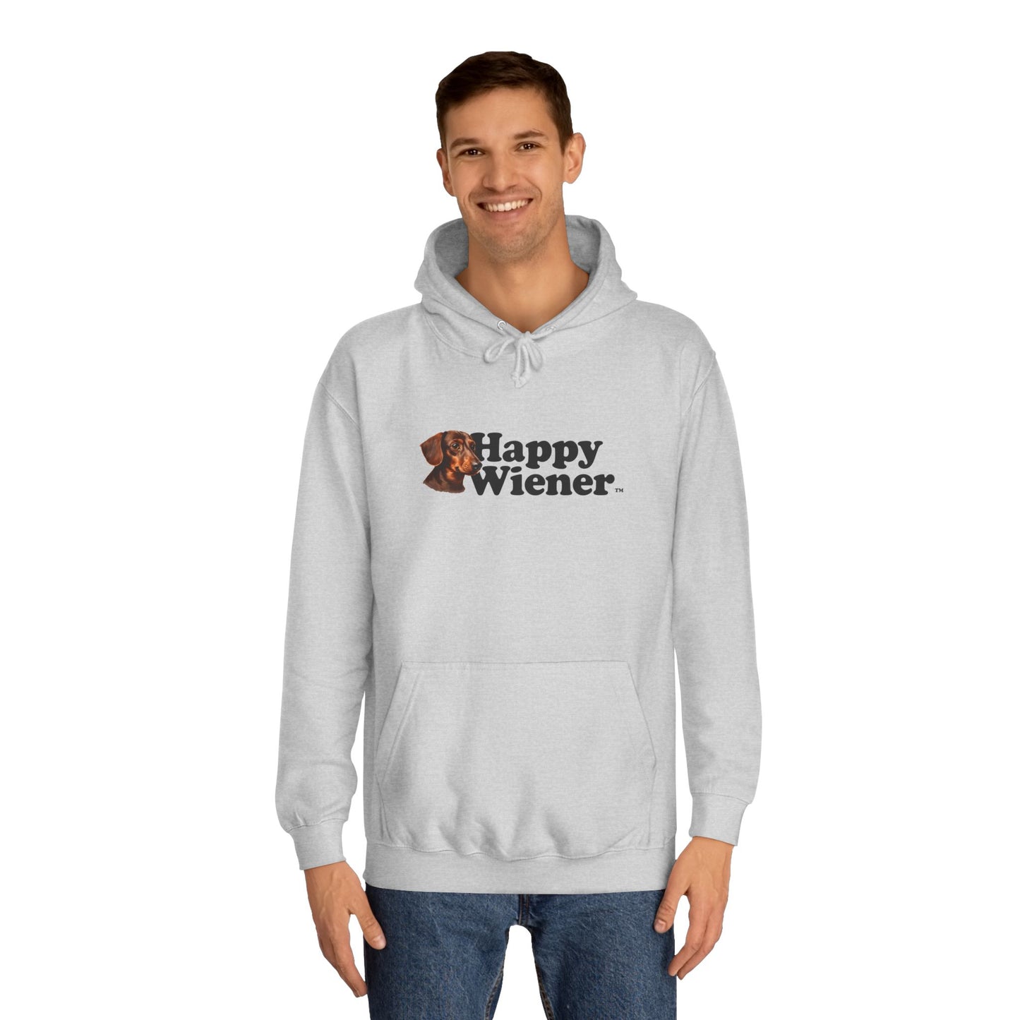 Happy Wiener™ Grey Hoodie Brown Ween