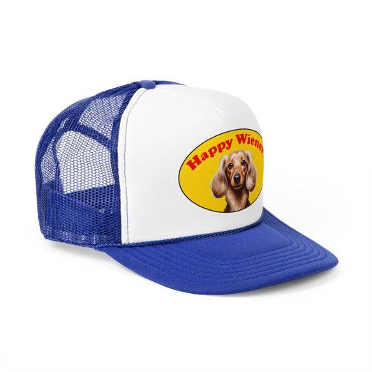 Happy Wiener™ Blonde Wiener Dog Official Classic Trucker Hat - Royal